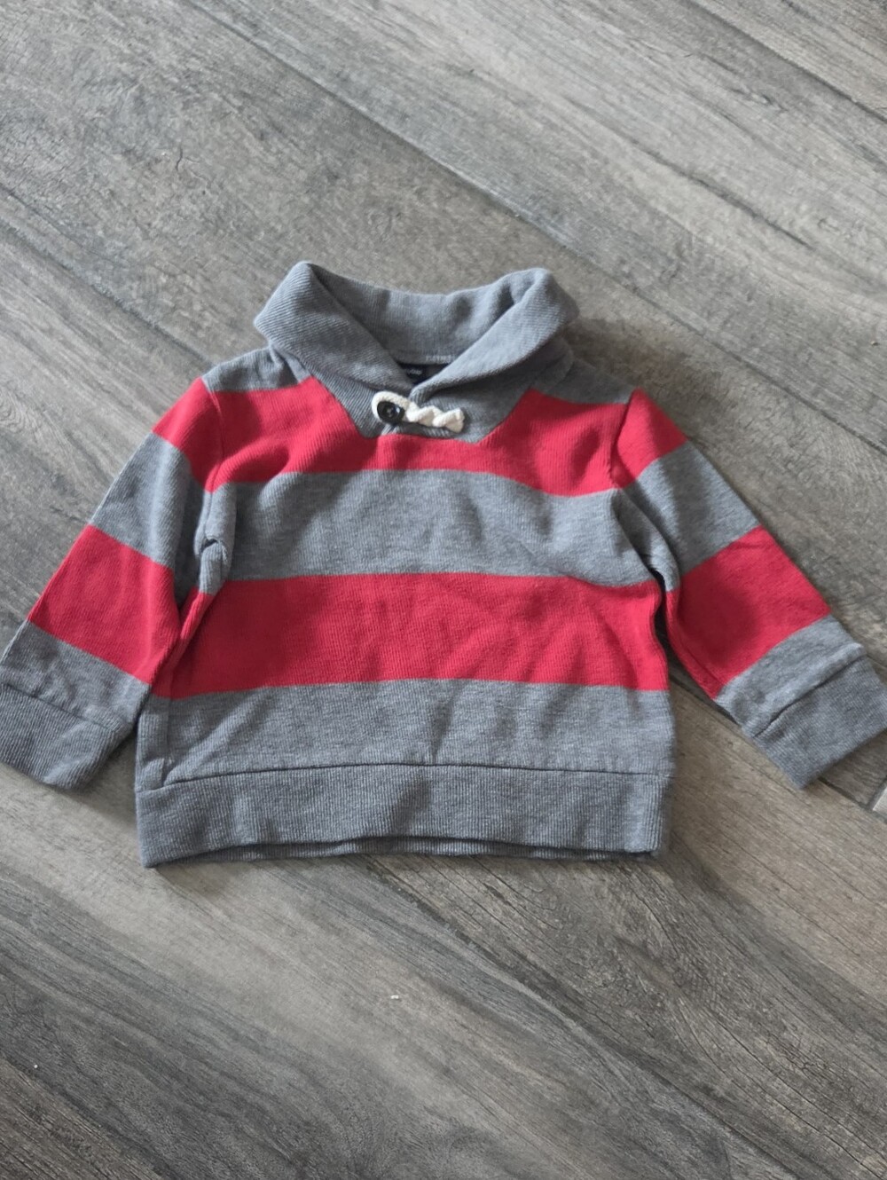 GAP Baby EUC 18-24 Months Red/Gray Striped Sweatshirt